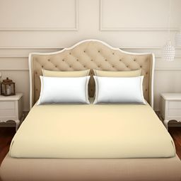 SPACES Cream Coloured Hygro 350 TC Cotton King Bedsheet Set-picture-27