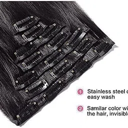 shiva 5CLIP BROWN 20 INCH Straight Extensions 1PC Hair Extension image 3