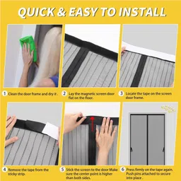 rudra Polyester Infants Washable Mosquito magnetic door net 100cm X 210cm Mosquito Net image 2