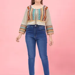 BAESD Girls Ethnic Motifs Embroidered Cotton Ethnic Jacket image 1