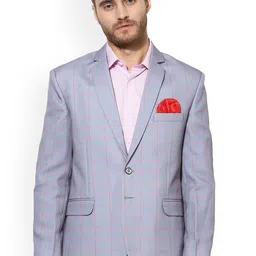 Hangup Men Grey & Red Checked Single Breasted Blazers-picture-21