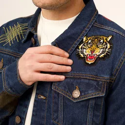 VALKYRE Unisex Cotton Longline Denim Jacket with Embroidered image 2