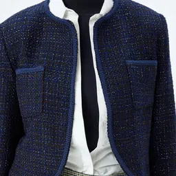 Koton Women Striped Longline Tailored Jacket with Embroidered image 3