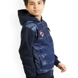 BAESD Boys Hooded Neck  Patch Work Denim Jacket image 2