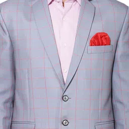 Hangup Men Grey & Red Checked Single Breasted Blazers image 4