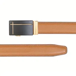 Calvadoss Men Tan Solid PU Belt image 2