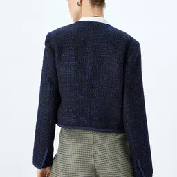 Koton Women Striped Longline Tailored Jacket with Embroidered image 2