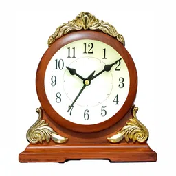 Sigaram Brown Textured Regular Table Clock image 1
