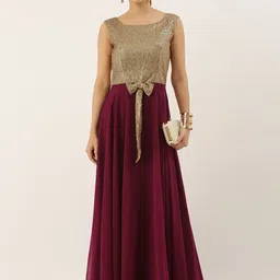 Ethnovog Embellished Georgette Maxi Dress image 1