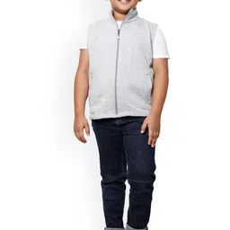 IndiWeaves Boys Pack of 2 Mock Collar Lightweight Fleece Open Front Jacket image 4