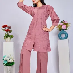 Kaftanize Embroidered Thread Work Puff Sleeves Tunic With Flared Pant image 3