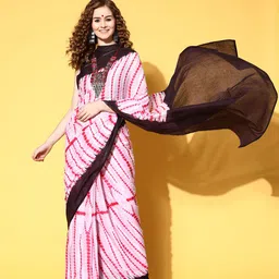 Satrani Tie and Dye Saree with Solid border image 3