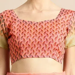 Saree mall Peach-Coloured & Blue Printed Saree image 5