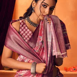 Mitera Floral Zari Silk Cotton Saree-image-68