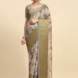 RACHNA Floral Printed Batik Fusion Saree-picture-14