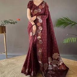 Mitera Floral Woven Design Zari Banarasi Saree-picture-35