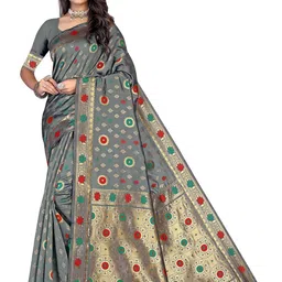 MANVAA Ethnic Motifs Woven Design Zari Banarasi Saree-picture-14