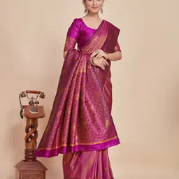 MIMOSA Floral Woven Design Zari Art Silk Kanjeevaram Saree image 1