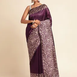 RAJ DHARMA SILK Ethnic Motifs Woven Design Silk Cotton Kanjeevaram Saree-picture-12
