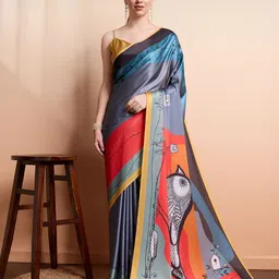 RACHNA Abstract Printed Satin Saree-picture-17