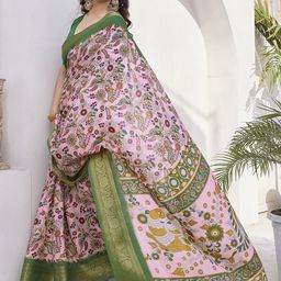 MIRCHI FASHION Pink Floral Printed Zari Saree-picture-7