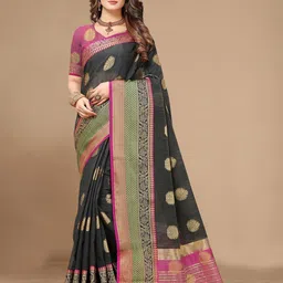 Mitera Woven Design Zari Pure Linen Saree-picture-12