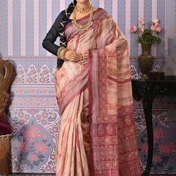 anouk rustic Anouk Cream-Coloured Abstract Printed Khadi Saree-picture-18