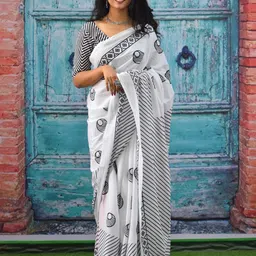 JALTHER Pure Cotton Block Print Saree-picture-37