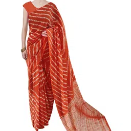 Sanganeri Print Leheriya Pure Cotton Block Print Saree-image-5