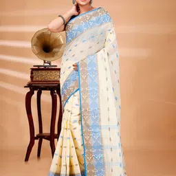 DipDiya Paisley Zari Pure Cotton Taant Saree-picture-15