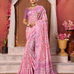Mitera Floral Zari Linen Blend Saree-image-95