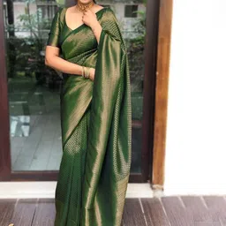 BerMondsey Woven Design Zari Silk Blend Banarasi Saree-picture-15