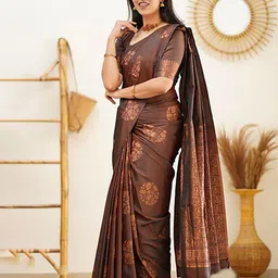 BerMondsey Ethnic Motifs Woven Design Zari Banarasi Saree-picture-11