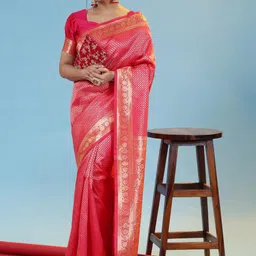 Rujave Ethnic Motifs Woven Design Zari Art Silk Banarasi Saree-picture-16