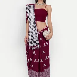 NIKHILAM Abstract Printed Mulmul Cotton Ikat Saree-picture-19