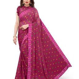 KALINI Pink Bandhani Printed Sequinned Bandhani Saree-picture-23