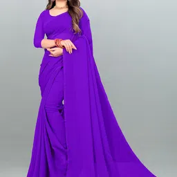 moda rapido ANAND SAREES Georgette Saree With Unstitched Blouse Piece image 1