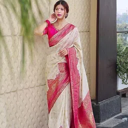 KALINI Ethnic Motifs Woven Design Zari Banarasi Saree image 1