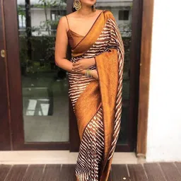 KALINI Striped Woven Design Zari Banarasi Saree image 1