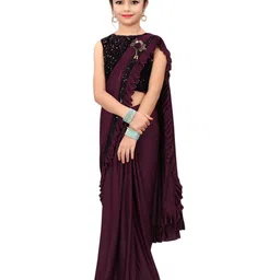Dhyey Fashion Girls Sequinned Ready to Wear Saree-picture-21