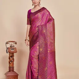 MIMOSA Floral Woven Design Zari Art Silk Kanjeevaram Saree image 2