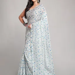 WoodenTant Abstract Printed Pure Cotton Khadi Saree With Blouse Piece image 3