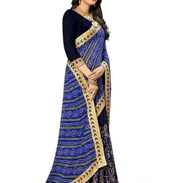 RAJGRANTH Floral Embroidered Pure Georgette Half and Half Saree image 2