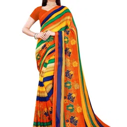Silk Bazar Yellow & Red Pack of 2 Pure Georgette Saree image 2