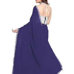 KALINI Blue & Silver-Toned Mirror Work Designer Saree image 2