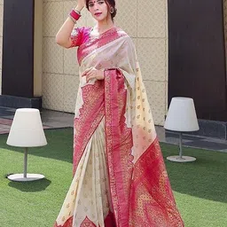 KALINI Ethnic Motifs Woven Design Zari Banarasi Saree image 2