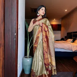 KALINI Zari Woven Tassel Saree image 3