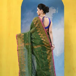 DESH BIDESH Woven Self Design Floral Zari Pure Cottom Saree image 3
