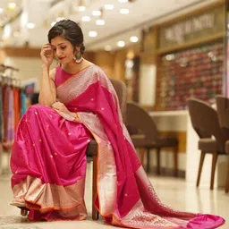 Aldwych Ethnic Motifs Woven Design Zari Banarasi Saree image 3