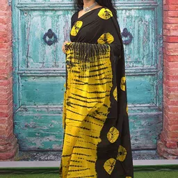 JAIPURI PRINT Bandhani Pure Cotton Ikat Saree image 4